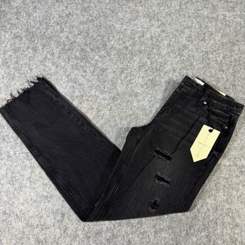 Banjara Womens Distressed Rhinestone Straight Leg Jeans Black 3/25 PS1515B1TJ